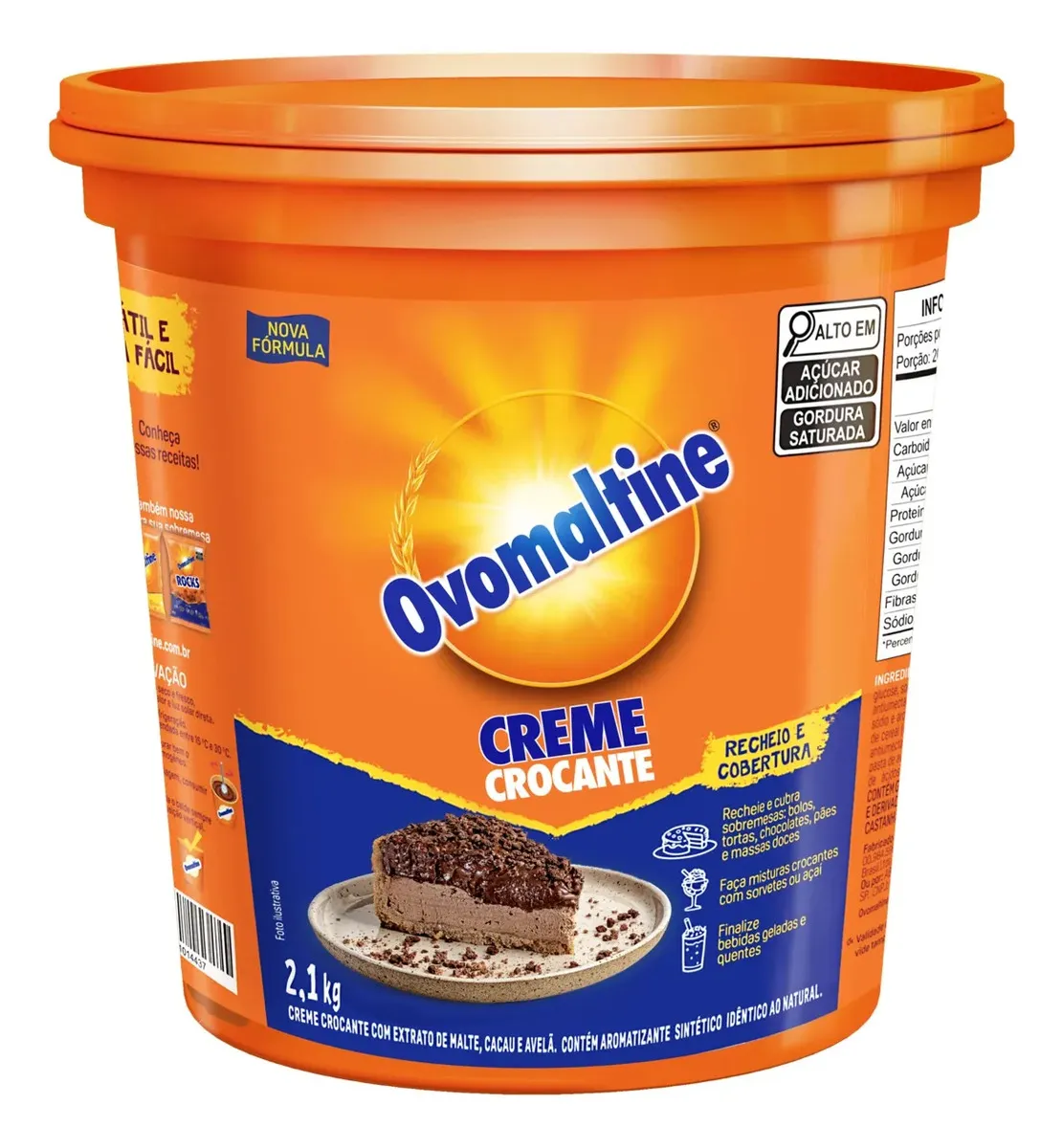 Creme de Ovomaltine Crocante para Recheios, com Avelã e Cacau – 2,1kg