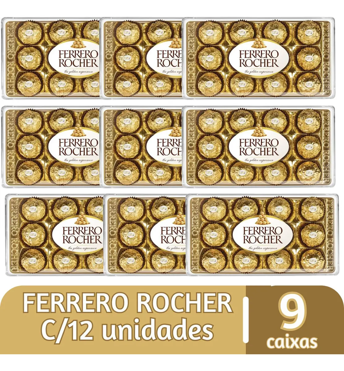 Chocolate Bombom Ferrero Rocher 9 Caixas De 12 Unidades