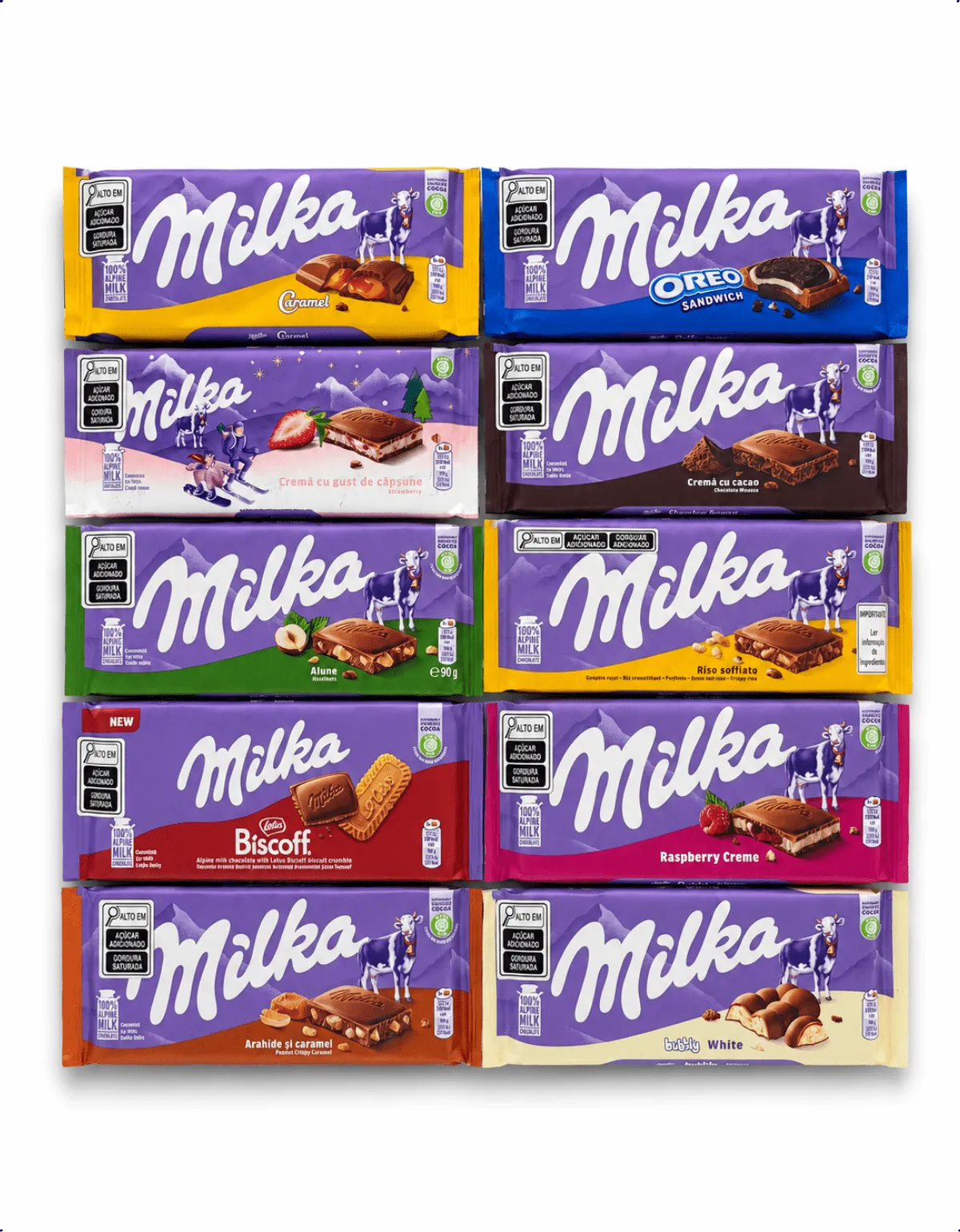 Kit 10 Un. Chocolate MILKA 100g Importado - Vários Sabores