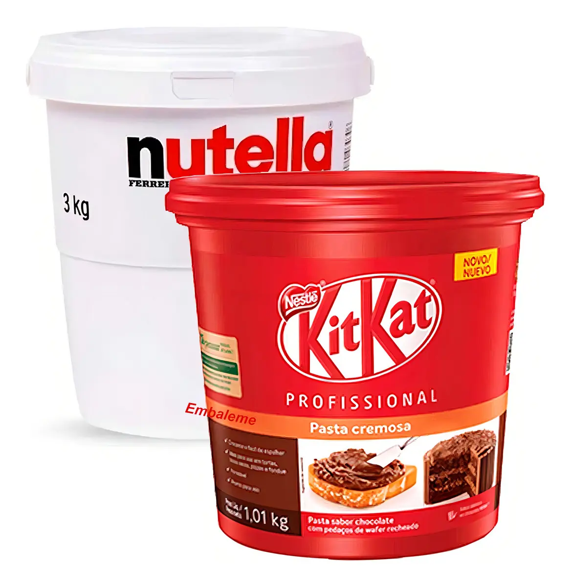 Kit Nutella 3kg Balde Gigante + Creme Kit Kat