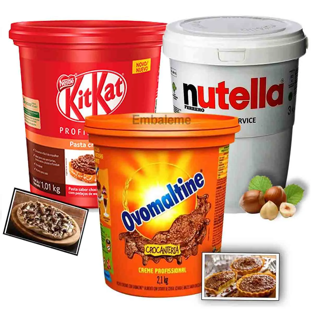Kit Creme De Ovomaltine Cremoso 2,1kg + Nutella 3kg + Kitkat Pasta 1kg