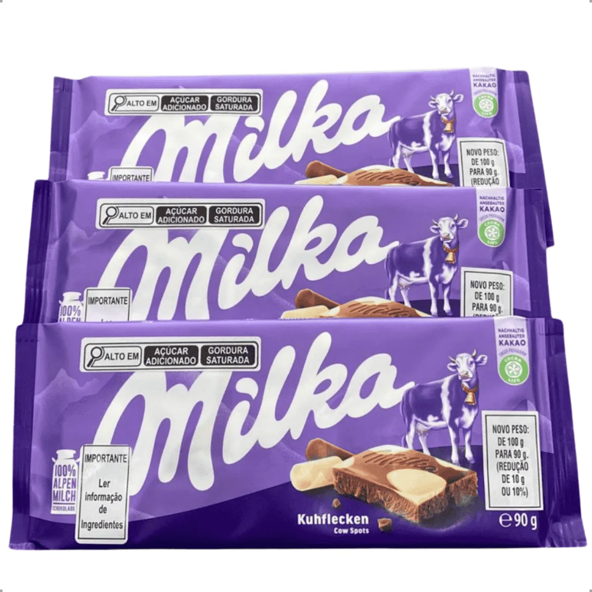 Kit com 3 chocolates milka mistos branco e ao leite